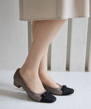 Tiaclasse 【安田美沙子さん着用・撥水】リボンキルティングパンプス　レインシューズ モカ