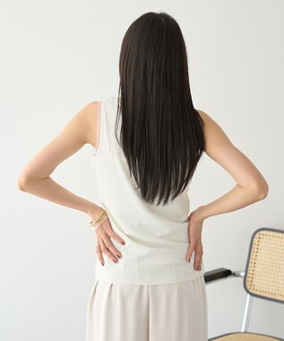 earth music&ecology エッジチュールラメテレコタンクトップ Ivory