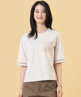 J.PRESS LADIES 【一枚で着映え】レーシーコンビ ポケットデザイン カットソー
