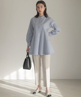 組曲 S 【前後着用可】コンパクトシャーティング チュニックブラウス ブルー系1