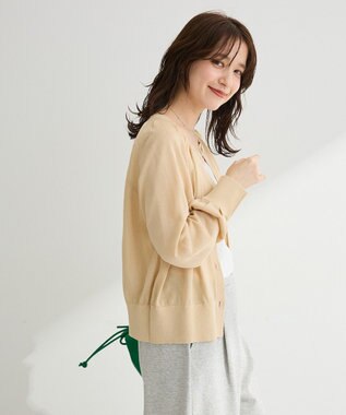 Green Parks 【しのばせカーデ】ポケッタブルＵＶカットニットカーディガン Beige