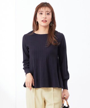 ANY SIS L 【洗える】ペプラム ニット ネイビー