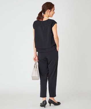 ANY フレンチスリーブブラウス×パンツ セットアップ ネイビー系