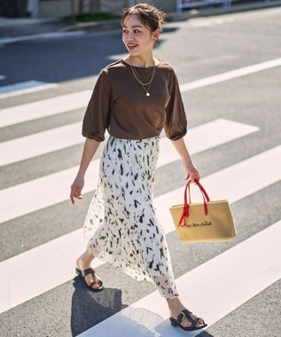 ANY 【WEB限定】シルケットスムースツイストスリーブカットソー ブラウン