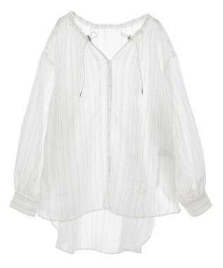 Green Parks ドロストネックシアーストライプチュニック Off White