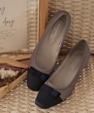 Tiaclasse 【安田美沙子さん着用・撥水】リボンキルティングパンプス　レインシューズ モカ