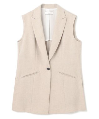 BEIGE， 【洗える】CAROLE / リネンライクノースリーブジレジャケット Sand