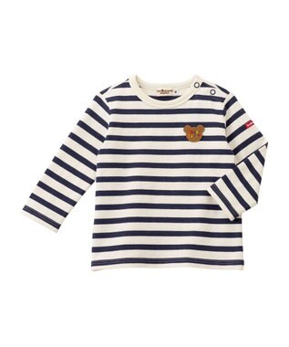 MIKI HOUSE HOT BISCUITS ボーダー柄長袖Tシャツ＆ベビースパッツギフトセット【BOX付き】 紺