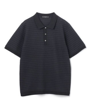 JOSEPH HOMME 【洗える】ジオメトリックボーダー　ポロニット ネイビー系3