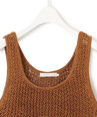 ICB L 【洗える】 シャインポリエステルクロッシェ ニットベスト ラセットブラウン系