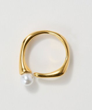 Phoebe 〈金属アレルギー対応〉ラスターフレームパールカフリング　ゴールド/ステンレス/大ぶり/存在感◎/主役級/変形 ゴールド