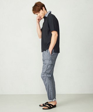 JOSEPH ABBOUD MOUNTAIN 【SPACE／UNISEX】オーガニックコットンスラブプレーティング天竺 ポロシャツ ネイビー系