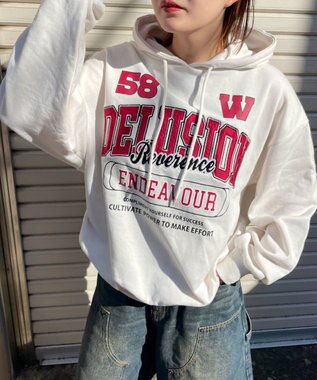 WEGO ロゴビッグプルパーカー ホワイトアイボリー