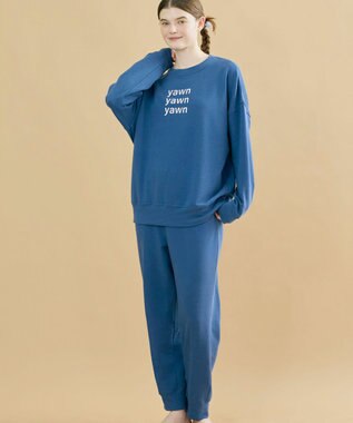 une nana cool 【綿混】あくびのお嬢さんのなめらか裏毛プルオーバー ブルー