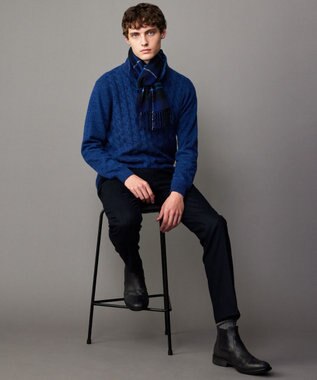 JOSEPH ABBOUD 【カシミヤ混/洗える】カシミヤブレンド ハイネック プルオーバー ニット ダルブルー系