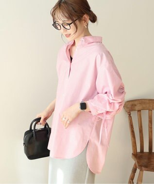 AMERICAN HOLIC 【WEB限定】イージーケアバックギャザーリボンシャツ Stripe Pink