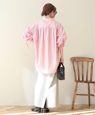 AMERICAN HOLIC 【WEB限定】イージーケアバックギャザーリボンシャツ Stripe Pink