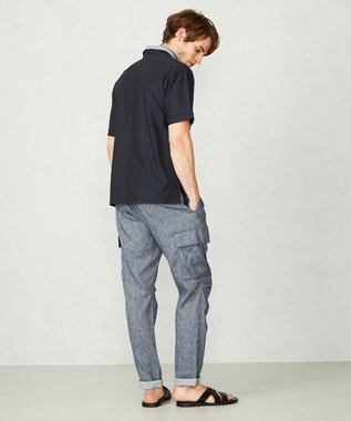 JOSEPH ABBOUD MOUNTAIN 【SPACE／UNISEX】オーガニックコットンスラブプレーティング天竺 ポロシャツ ネイビー系