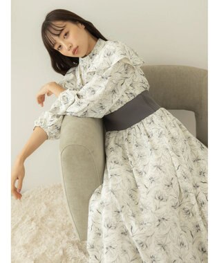 earth music&ecology リブドッキングフラワーワンピース Ivory