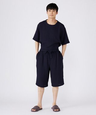 UCHINO クレープガーゼシンプルルームウェア ユニセックス ネイビー