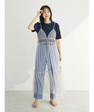 Green Parks ・ＥＬＥＮＣＡＲＥ　ＤＵＥ　２ｗａｙチュールキャミワンピ Gray