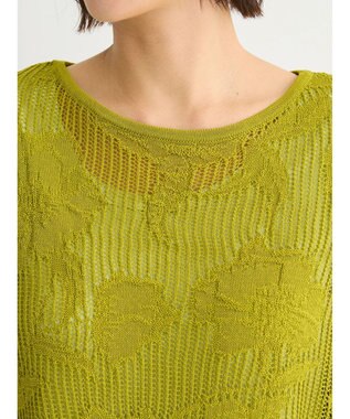Green Parks 花柄メッシュニットプルオーバー Lime Green