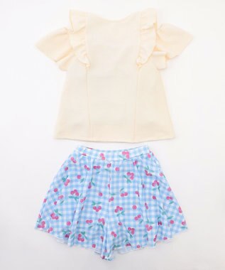 ANY KIDS 【UVカット】2WAYショルダーセパレート水着  エクリュ×サックスブルーチェック