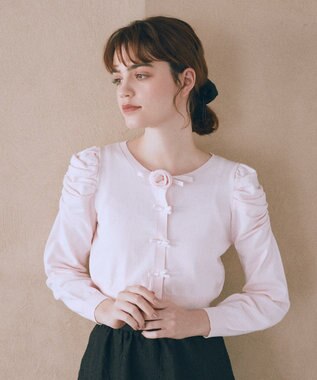 Maison de FLEUR ローズニットカーディガン Light Pink