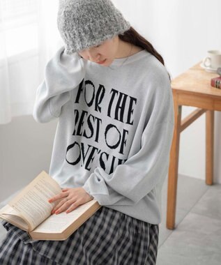 WEGO ロゴジャガードニットプルオーバー ライトグレー