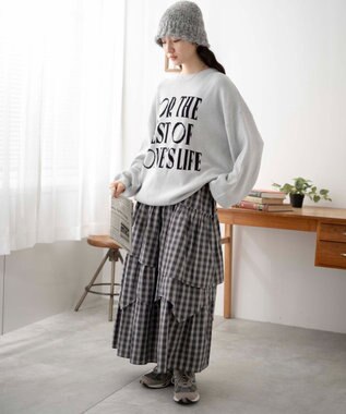 WEGO ロゴジャガードニットプルオーバー ライトグレー