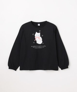 ANY KIDS 【綿100%】ネコアソート 長袖Tシャツ ブラック