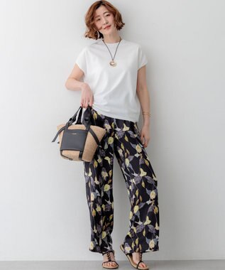 23区 L 【先行予約】レーヨンポリエステルストレッチ フレンチスリーブ ニット ホワイト系