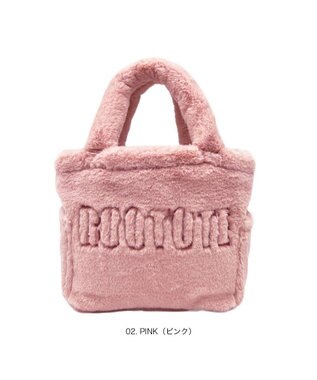 ROOTOTE 3637【ふわふわ】SC.スクエア.ファー.ロゴ-A 02：ピンク