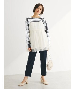 Green Parks ラウンドボーダーリラックスプルオーバー Navy