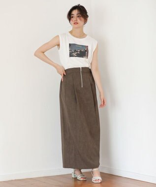 Green Parks マルチＷＡＹフロントｚｉｐサロペットスカート Brown