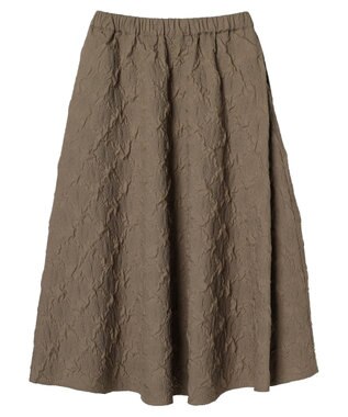 Green Parks ・ｆｕｒｒｙ　ｒａｔｅエンボスサイドタックフレアスカート Gray Beige