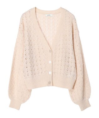 earth music&ecology 透かし編みテープヤーンカーディガン Pink