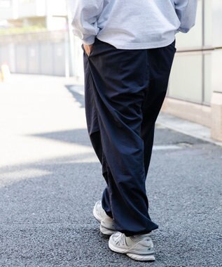 WEGO 【ウエストゴム/手洗い可】ナイロン　トラックパンツ ネイビー