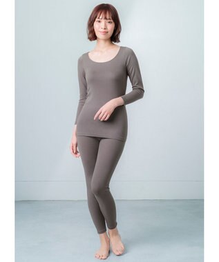 Wing あったかインナー オーガニックコットン混 やわらかくやさしい肌ざわり 【綿の贅沢オーガニック】 綿混 保温性 8分袖 長袖 秋 冬 EL4831ウイング／ワコール グレー