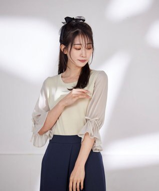 Tiaclasse 【洗える】キャンディースリーブニットトップス エクリュ