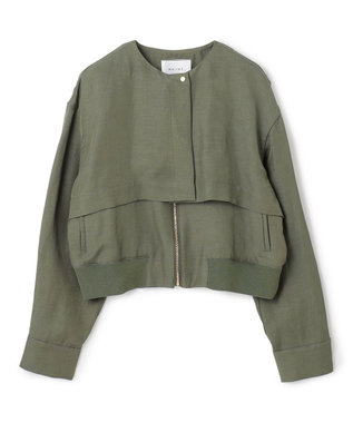 BEIGE， 【洗える】BERNARD / リネンノーカラーラップブルゾン Olive