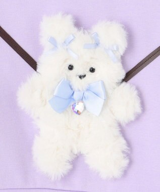 ANY KIDS アニマルポシェット 裏シャギー トレーナー ラベンダー×ネコ