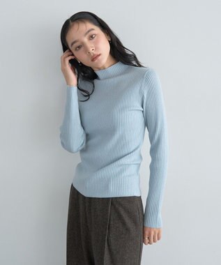 YECCA VECCA ラメ混ハイネックリブニット Sax