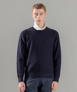 JOSEPH HOMME 新色追加【洗える】ヴィスコースリンクス　クルーネックニット ネイビー系