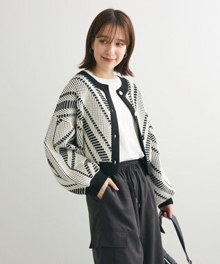 Green Parks ・ＥＬＥＮＣＡＲＥ　ＤＵＥ　ジャカードカーディガン Off White