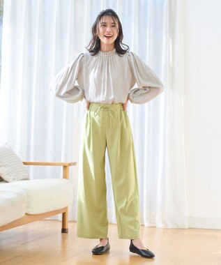 ANY 【洗濯機可・UVケア・接触冷感】フリルネックブラウス エクリュ