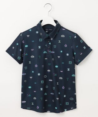 23区GOLF 【WOMEN】【UVケア/吸水速乾】マルチステッカープリント ポロシャツ ネイビー系5