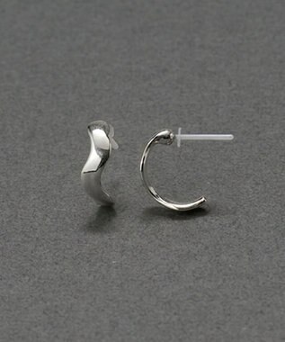  〈金属アレルギー対応〉リップルフープセラミックポストピアス　シルバー/ニッケルフリー