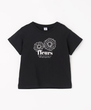 ANY KIDS 【一部店舗/WEB限定】【綿100%】プリント 半袖Tシャツ ブラック×花