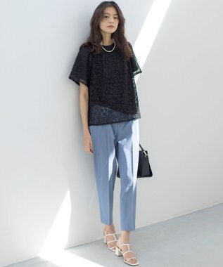 組曲 フラワーレース ブラウス ブラック系